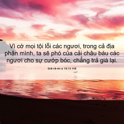 Picture 06 - Giê-rê-mi-a 15:13 VIE - Vì cớ mọi tội lỗi các ngươi, trong - Bible Verse Picture