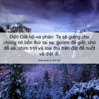 Picture 06 - Giê-rê-mi-a 15:3 VIE - Đức Giê-hô-va phán: Ta sẽ giáng cho - Bible Verse Picture