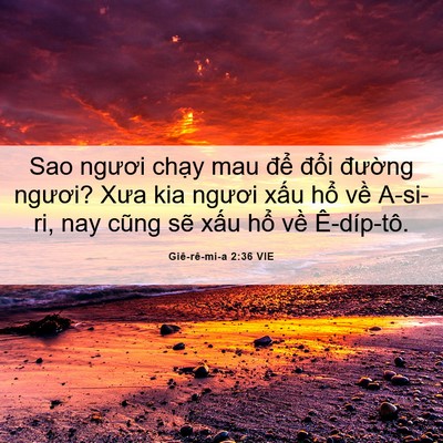 Picture 06 - Giê-rê-mi-a 2:36 VIE - Sao ngươi chạy mau để đổi đường - Bible Verse Picture