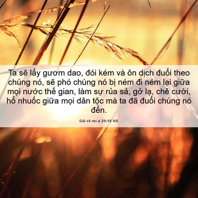 Picture 06 - Giê-rê-mi-a 29:18 VIE - Ta sẽ lấy gươm dao, đói kém và ôn - Bible Verse Picture