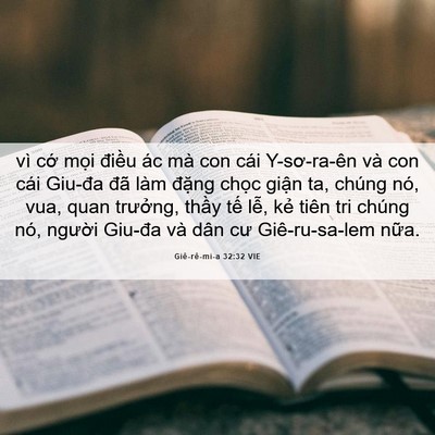 Picture 06 - Giê-rê-mi-a 32:32 VIE - vì cớ mọi điều ác mà con cái - Bible Verse Picture