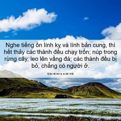 Picture 06 - Giê-rê-mi-a 4:29 VIE - Nghe tiếng ồn lính kỵ và lính bắn - Bible Verse Picture