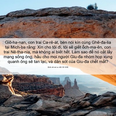 Picture 06 - Giê-rê-mi-a 40:15 VIE - Giô-ha-nan, con trai Ca-rê-át, bèn nói kín - Bible Verse Picture
