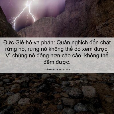 Picture 06 - Giê-rê-mi-a 46:23 VIE - Đức Giê-hô-va phán: Quân nghịch đốn - Bible Verse Picture