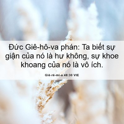 Picture 06 - Giê-rê-mi-a 48:30 VIE - Đức Giê-hô-va phán: Ta biết sự giận - Bible Verse Picture