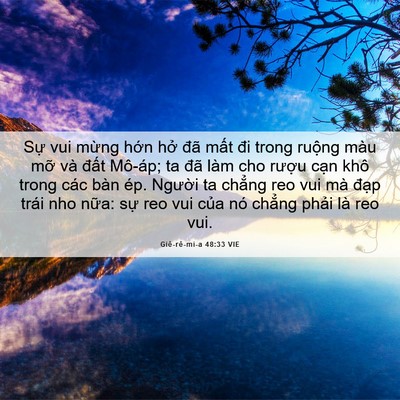 Picture 06 - Giê-rê-mi-a 48:33 VIE - Sự vui mừng hớn hở đã mất đi trong - Bible Verse Picture