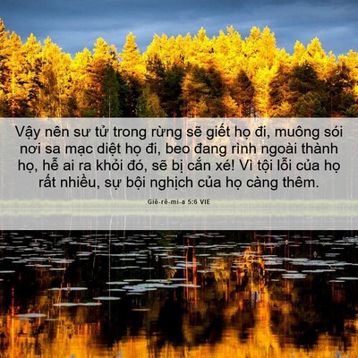 Picture 06 - Giê-rê-mi-a 5:6 VIE - Vậy nên sư tử trong rừng sẽ giết họ - Bible Verse Picture