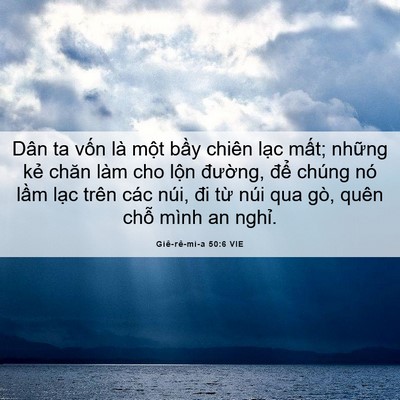 Picture 06 - Giê-rê-mi-a 50:6 VIE - Dân ta vốn là một bầy chiên lạc mất; - Bible Verse Picture