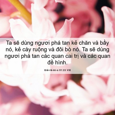 Picture 06 - Giê-rê-mi-a 51:23 VIE - Ta sẽ dùng ngươi phá tan kẻ chăn và - Bible Verse Picture