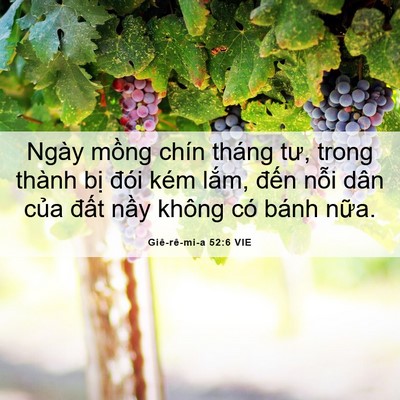 Picture 06 - Giê-rê-mi-a 52:6 VIE - Ngày mồng chín tháng tư, trong thành bị - Bible Verse Picture