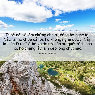 Picture 06 - Giê-rê-mi-a 6:10 VIE - Ta sẽ nói và làm chứng cho ai, đặng - Bible Verse Picture