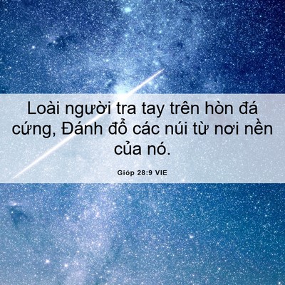 Picture 06 - Gióp 28:9 VIE - Loài người tra tay trên hòn đá cứng, - Bible Verse Picture