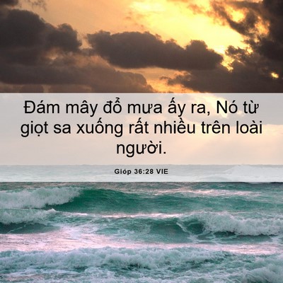 Picture 06 - Gióp 36:28 VIE - Đám mây đổ mưa ấy ra, Nó từ giọt sa - Bible Verse Picture