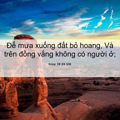 Picture 06 - Gióp 38:26 VIE - Để mưa xuống đất bỏ hoang, Và trên - Bible Verse Picture