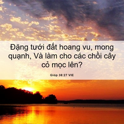 Picture 06 - Gióp 38:27 VIE - Đặng tưới đất hoang vu, mong quạnh, - Bible Verse Picture