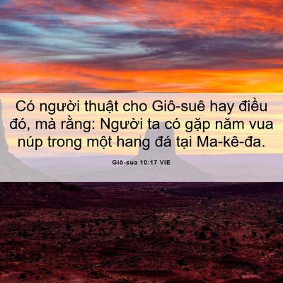 Picture 06 - Giô-sua 10:17 VIE - Có người thuật cho Giô-suê hay điều - Bible Verse Picture