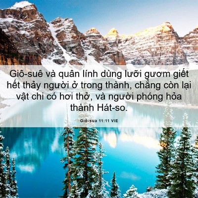 Picture 06 - Giô-sua 11:11 VIE - Giô-suê và quân lính dùng lưỡi gươm - Bible Verse Picture