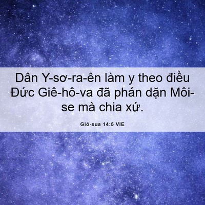 Picture 06 - Giô-sua 14:5 VIE - Dân Y-sơ-ra-ên làm y theo điều Đức - Bible Verse Picture