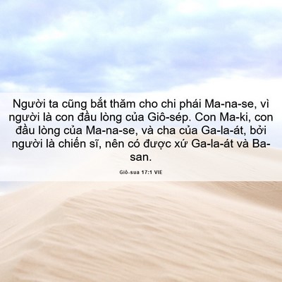 Picture 06 - Giô-sua 17:1 VIE - Người ta cũng bắt thăm cho chi phái - Bible Verse Picture