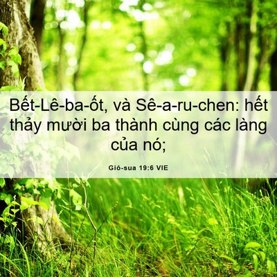 Picture 06 - Giô-sua 19:6 VIE - Bết-Lê-ba-ốt, và Sê-a-ru-chen: hết - Bible Verse Picture