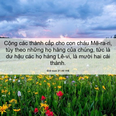 Picture 06 - Giô-sua 21:40 VIE - Cộng các thành cấp cho con cháu Mê-ra-ri, - Bible Verse Picture