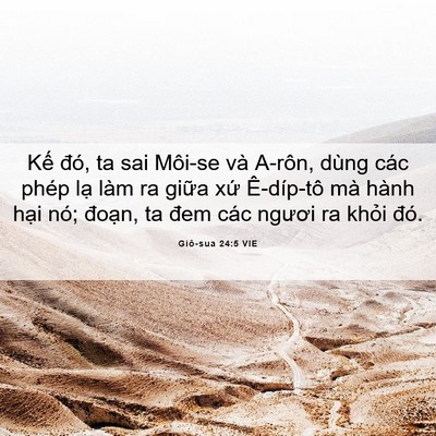 Picture 06 - Giô-sua 24:5 VIE - Kế đó, ta sai Môi-se và A-rôn, dùng các - Bible Verse Picture