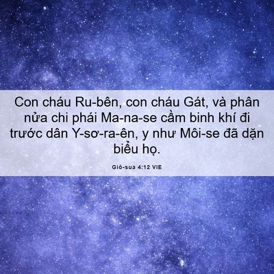 Picture 06 - Giô-sua 4:12 VIE - Con cháu Ru-bên, con cháu Gát, và phân - Bible Verse Picture