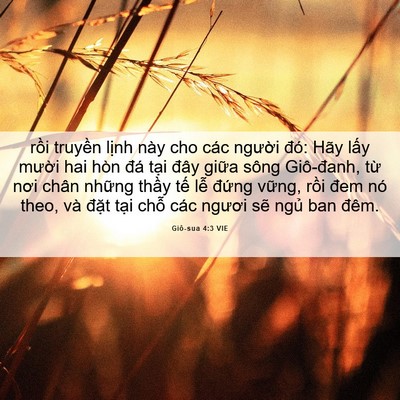 Picture 06 - Giô-sua 4:3 VIE - rồi truyền lịnh này cho các người - Bible Verse Picture
