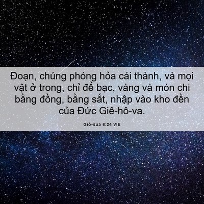 Picture 06 - Giô-sua 6:24 VIE - Đoạn, chúng phóng hỏa cái thành, và - Bible Verse Picture