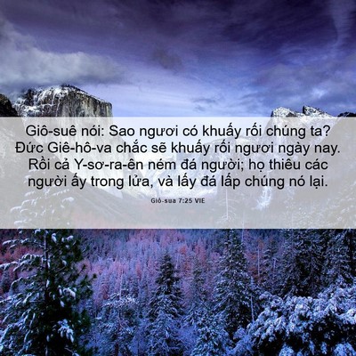 Picture 06 - Giô-sua 7:25 VIE - Giô-suê nói: Sao ngươi có khuấy rối - Bible Verse Picture