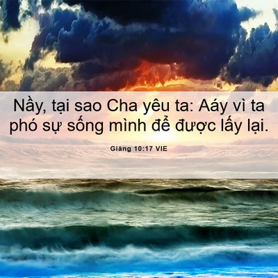 Picture 06 - Giăng 10:17 VIE - Nầy, tại sao Cha yêu ta: Aáy vì ta phó - Bible Verse Picture