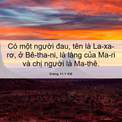 Picture 06 - Giăng 11:1 VIE - Có một người đau, tên là La-xa-rơ, ở - Bible Verse Picture