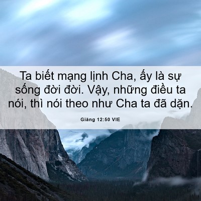 Picture 06 - Giăng 12:50 VIE - Ta biết mạng lịnh Cha, ấy là sự sống - Bible Verse Picture