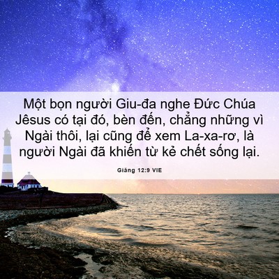 Picture 06 - Giăng 12:9 VIE - Một bọn người Giu-đa nghe Đức Chúa - Bible Verse Picture