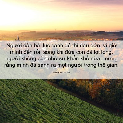 Picture 06 - Giăng 16:21 VIE - Người đàn bà, lúc sanh đẻ thì đau - Bible Verse Picture
