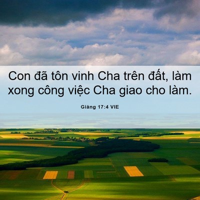 Picture 06 - Giăng 17:4 VIE - Con đã tôn vinh Cha trên đất, làm xong - Bible Verse Picture