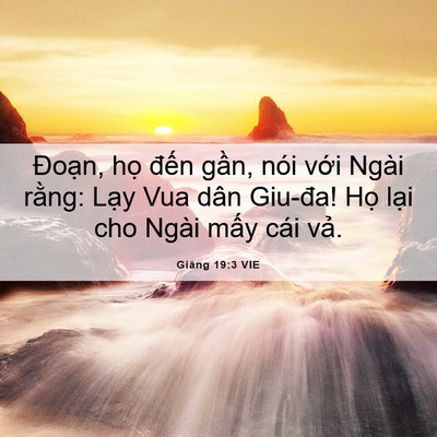 Picture 06 - Giăng 19:3 VIE - Đoạn, họ đến gần, nói với Ngài - Bible Verse Picture