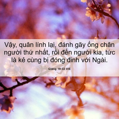 Picture 06 - Giăng 19:32 VIE - Vậy, quân lính lại, đánh gãy ống chân - Bible Verse Picture