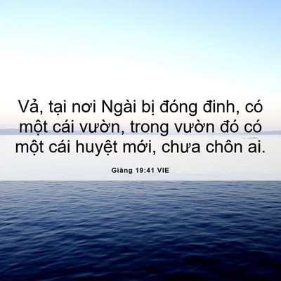 Picture 06 - Giăng 19:41 VIE - Vả, tại nơi Ngài bị đóng đinh, có - Bible Verse Picture