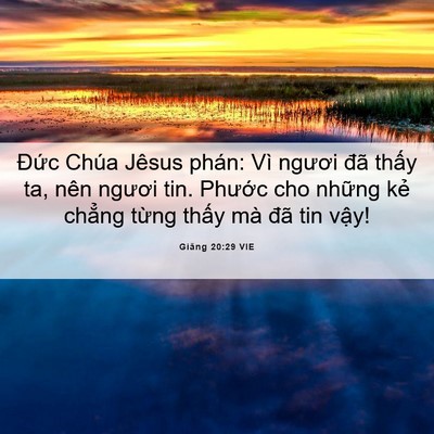 Picture 06 - Giăng 20:29 VIE - Đức Chúa Jêsus phán: Vì ngươi đã - Bible Verse Picture
