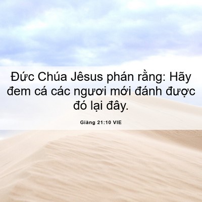 Picture 06 - Giăng 21:10 VIE - Đức Chúa Jêsus phán rằng: Hãy đem cá - Bible Verse Picture