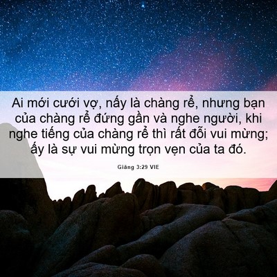 Picture 06 - Giăng 3:29 VIE - Ai mới cưới vợ, nấy là chàng rể, - Bible Verse Picture