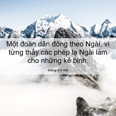 Picture 06 - Giăng 6:2 VIE - Một đoàn dân đông theo Ngài, vì từng - Bible Verse Picture