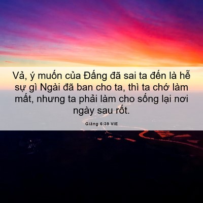 Picture 06 - Giăng 6:39 VIE - Vả, ý muốn của Đấng đã sai ta đến - Bible Verse Picture