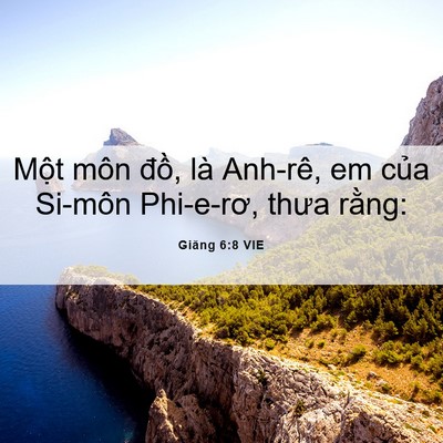 Picture 06 - Giăng 6:8 VIE - Một môn đồ, là Anh-rê, em của Si-môn - Bible Verse Picture