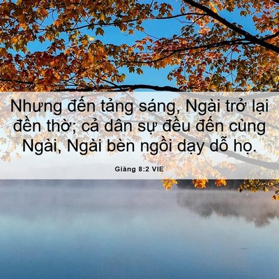 Picture 06 - Giăng 8:2 VIE - Nhưng đến tảng sáng, Ngài trở lại - Bible Verse Picture