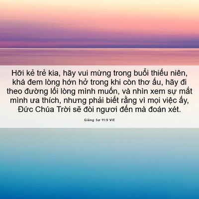 Picture 06 - Giảng Sư 11:9 VIE - Hỡi kẻ trẻ kia, hãy vui mừng trong - Bible Verse Picture