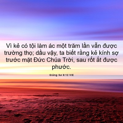 Picture 06 - Giảng Sư 8:12 VIE - Vì kẻ có tội làm ác một trăm lần - Bible Verse Picture