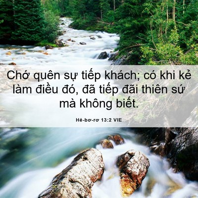 Picture 06 - Hê-bơ-rơ 13:2 VIE - Chớ quên sự tiếp khách; có khi kẻ làm - Bible Verse Picture