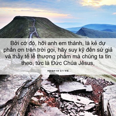 Picture 06 - Hê-bơ-rơ 3:1 VIE - Bởi cớ đó, hỡi anh em thánh, là kẻ - Bible Verse Picture